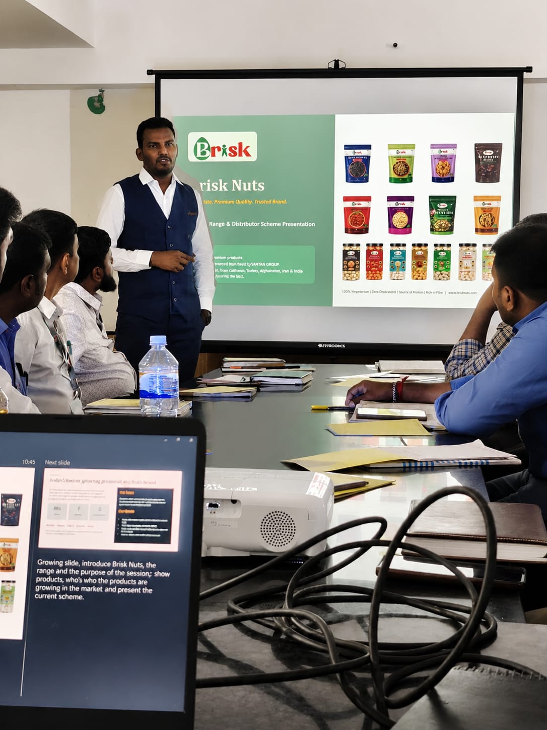 Brisk Nuts product range and distributor scheme presentation during the board meeting